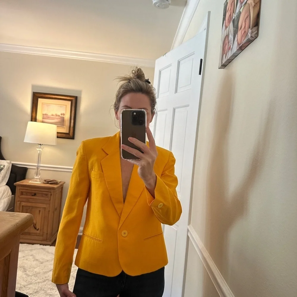 Women's Jones New York Yellow Linen Blazer